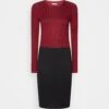 Anna Field Crew Ausschnitt Ripp Top Bodycon Mini Strickkleid - Etui-Jurk - Dark Red/Black -Anna Field 4c3f74dd4f7e42219a289d085302e1b0
