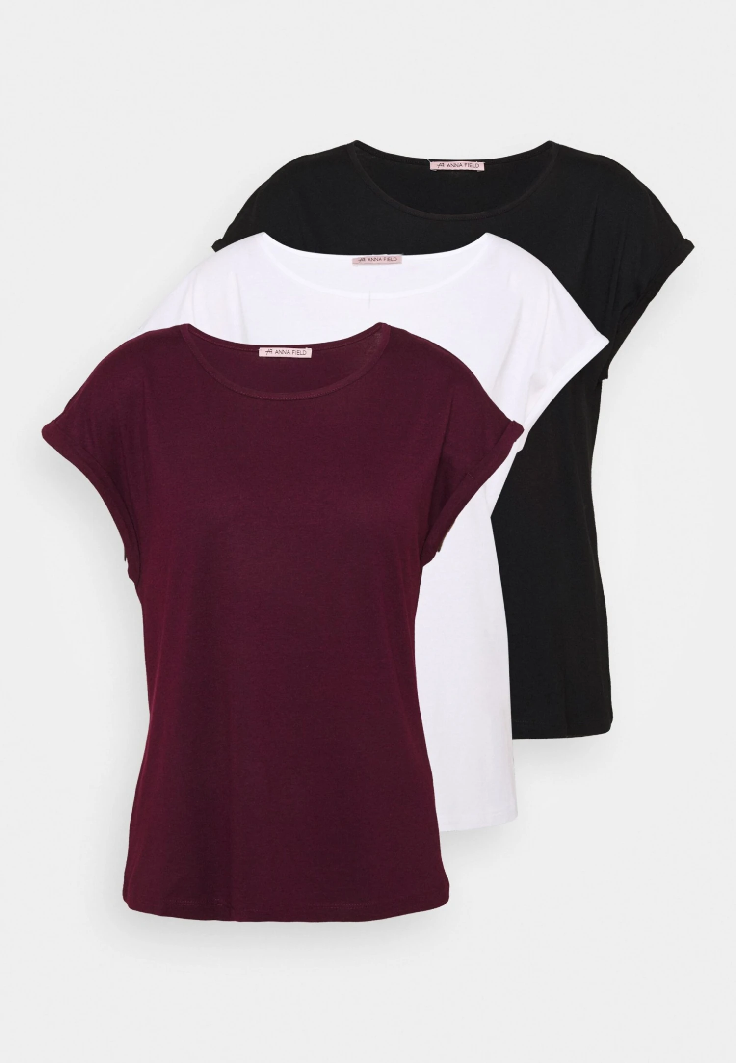 Anna Field 3 Pack - T-Shirt Basic - Black/White/Dark Red 8 Anna Field 3 Pack - T-Shirt Basic - Black/White/Dark Red - Afbeelding 6